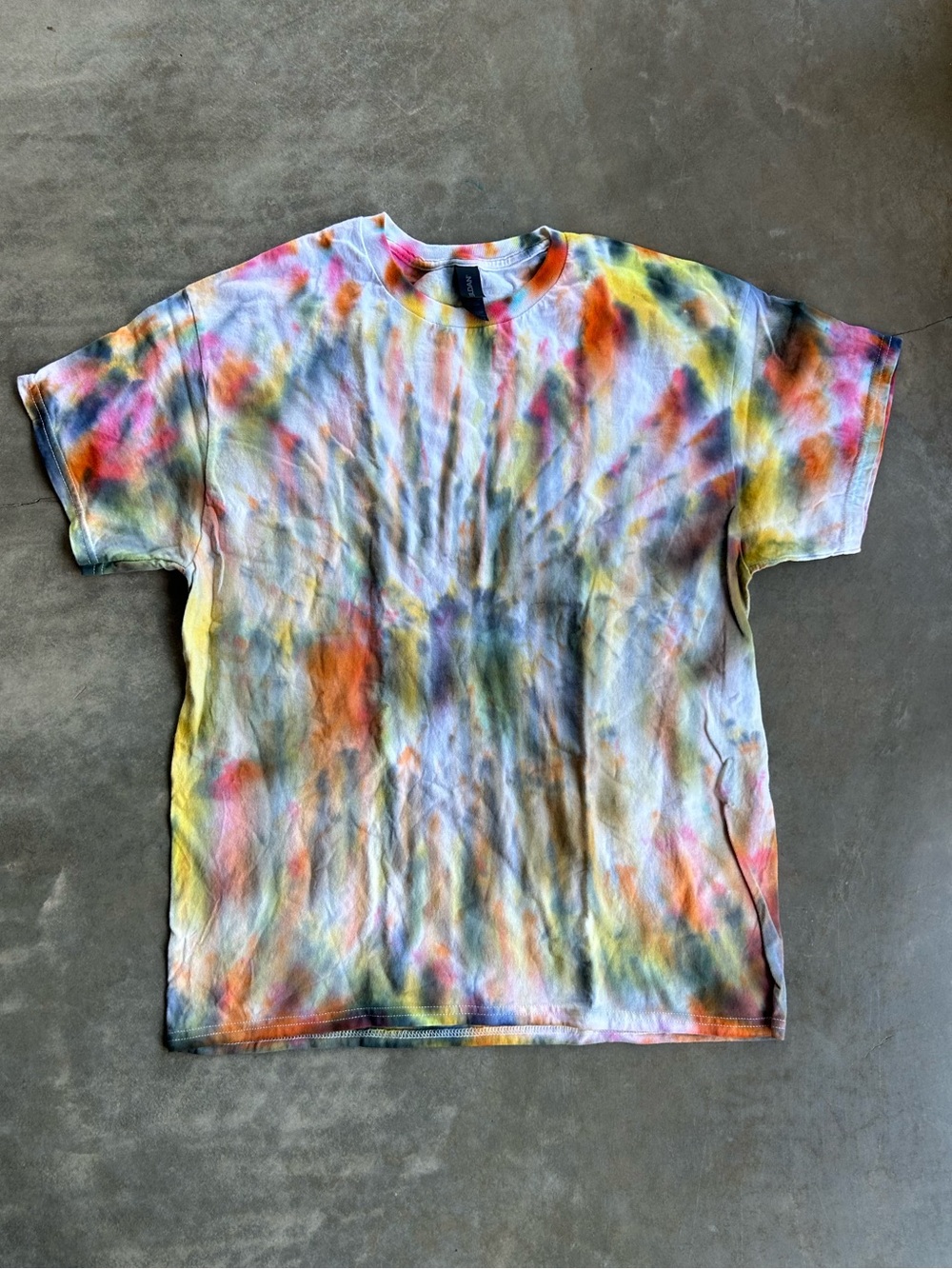 Gildan Multicolor Tie-Dye Short Sleeve Tee - Orange, Yellow, Blue, Pink, Green